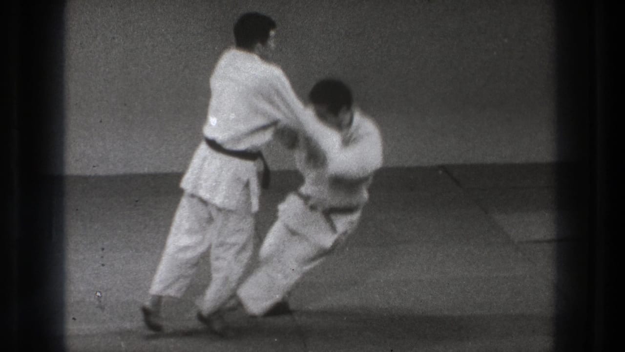Near the end of the sequence, one practitioner is low to the mat while the standing partner maintains control of the throw.