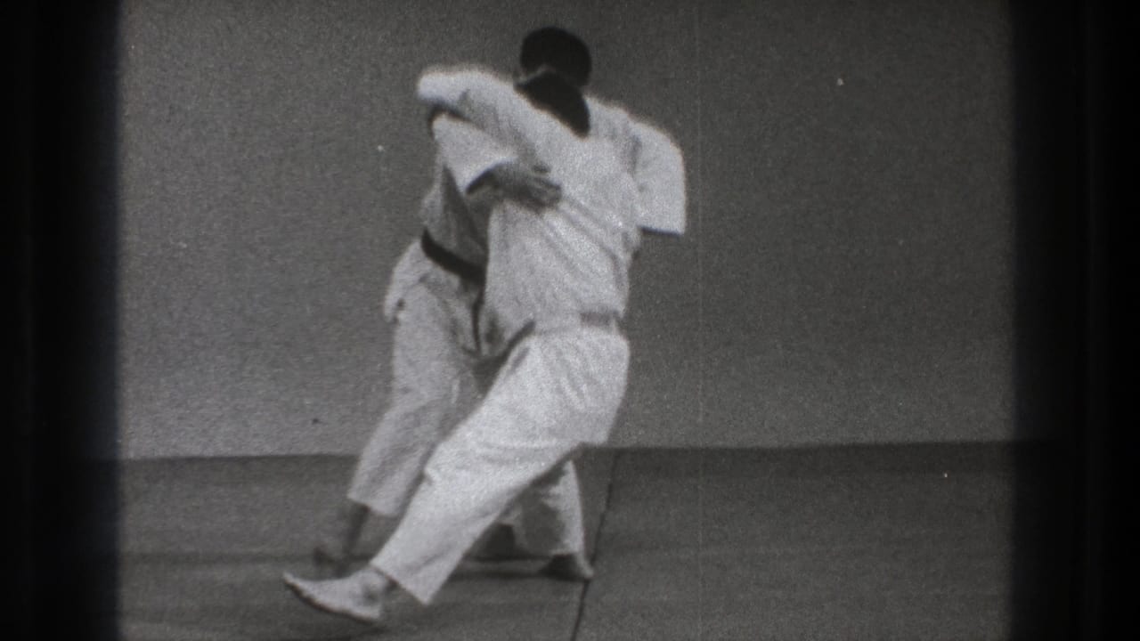 The side throw continues in the supported Tokyo setting, with one practitioner driving the movement as the other drops toward the mat.