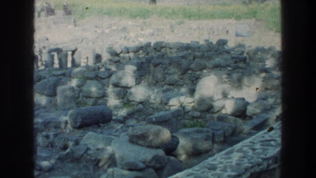 Weathered stone ruins and scattered blocks seen through a soft 8mm frame.