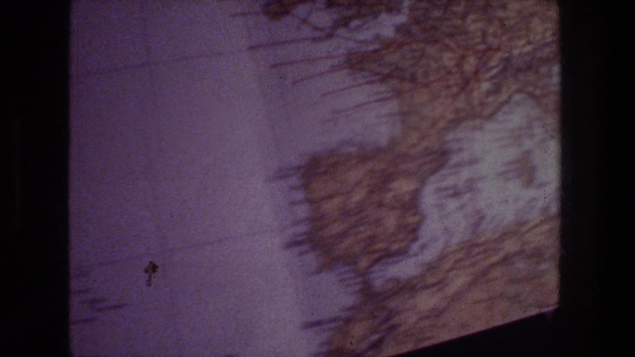Close 8mm view of a textbook-style European map, with coastline outlines, grid marks, and a purple-tinted film look.