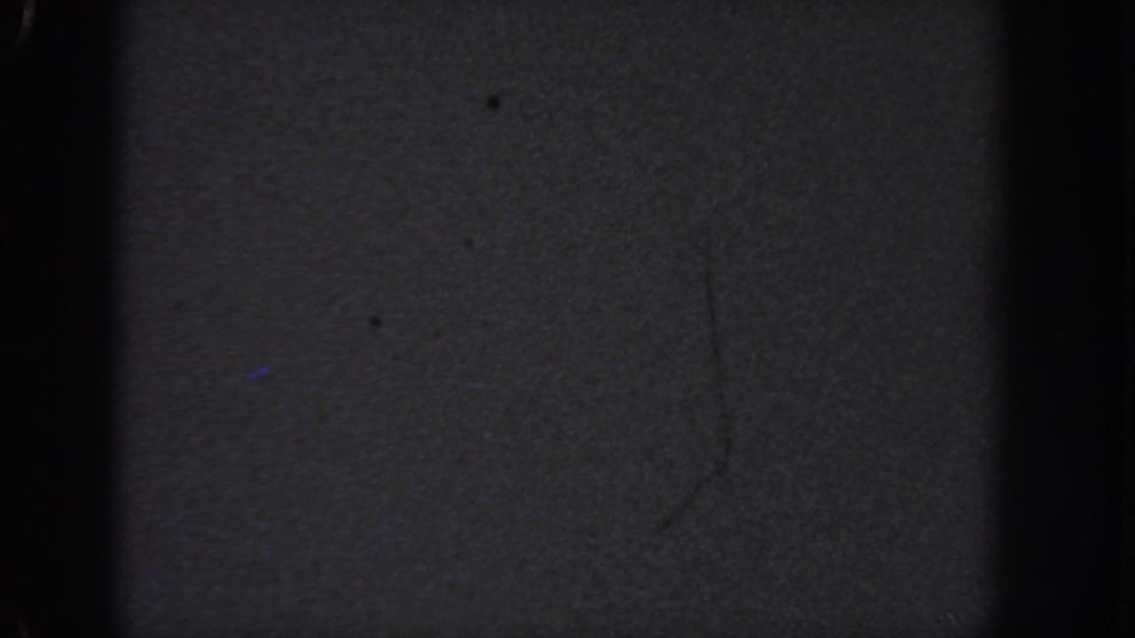 Low-exposure 8mm night frame from Georgia, 1951, showing darkness, grain, and subtle physical-film marks.