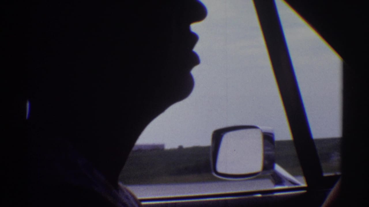 Backlit profile of a male driver inside a car near Clarendon Hills, Illinois, with the side mirror and highway landscape visible.