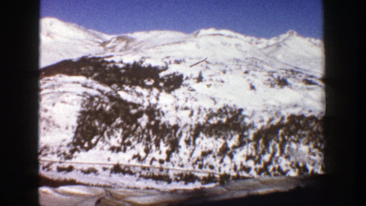 Snowy mountain range and forested hillside with a road crossing the lower valley.