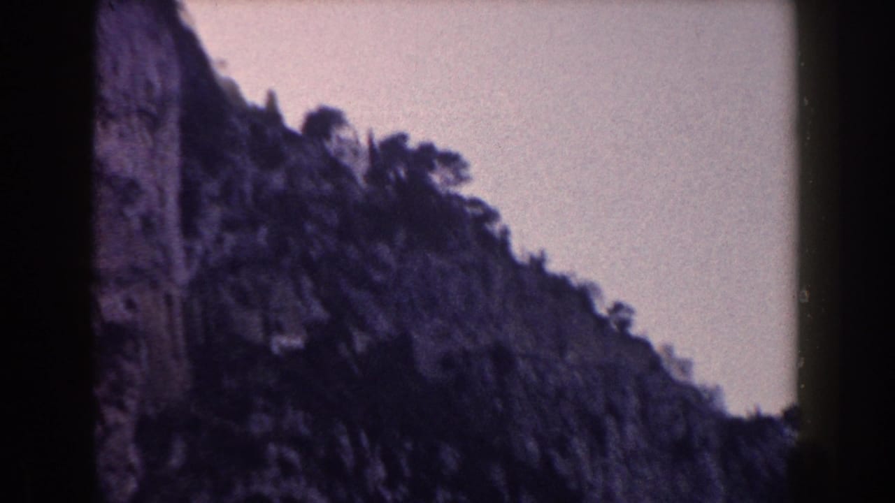 Steep vegetated mountainside beside a rocky vertical surface.