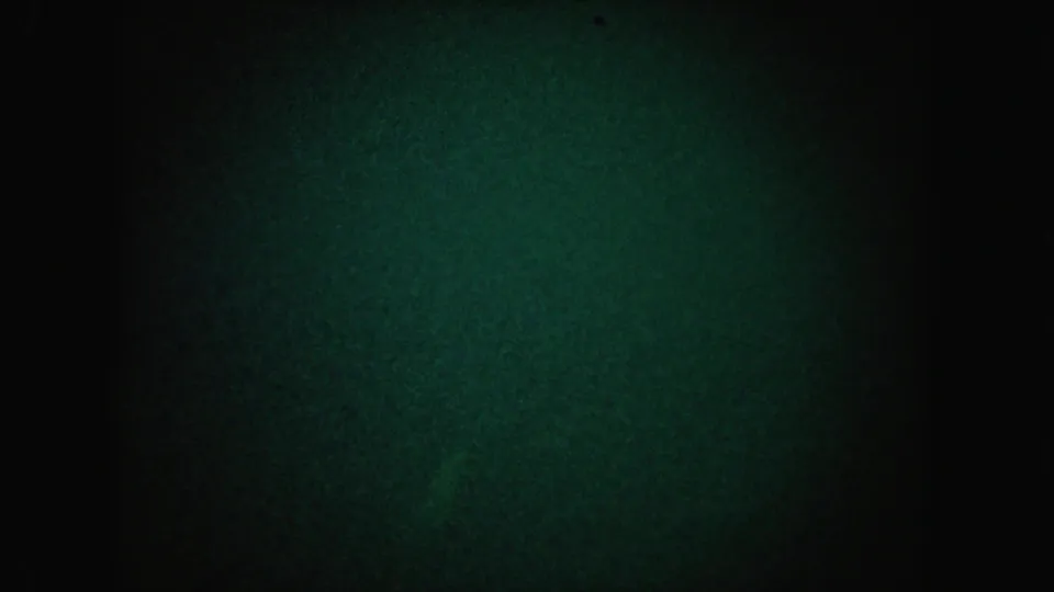 1962 California 8mm frame with green monochrome grain and a faint horizontal band in darkness.