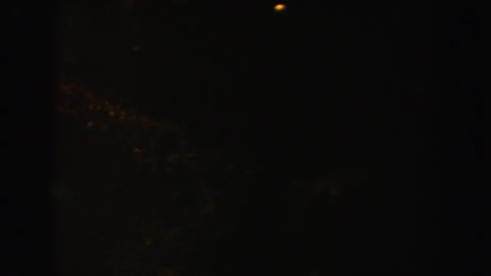 Near-black 1962 California 8mm frame with a small amber point of light and faint textured shadow detail.