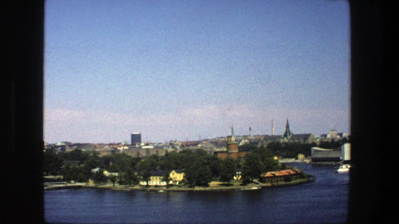 Waterfront city view with trees, towers, boats, and skyline in the distance.