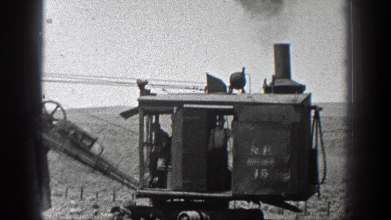 Side view of a steam ditcher cab with worker visible and boom extending left.