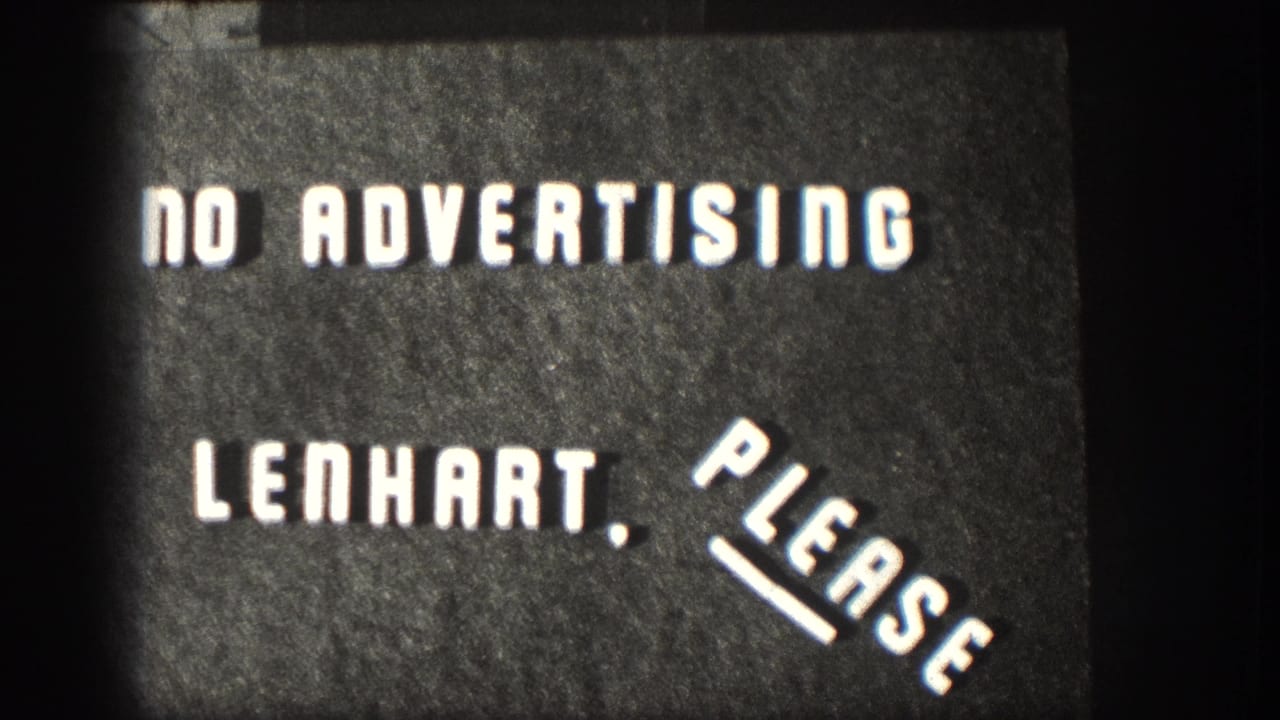 Title card reading NO ADVERTISING and LENHART, PLEASE on dark film background.