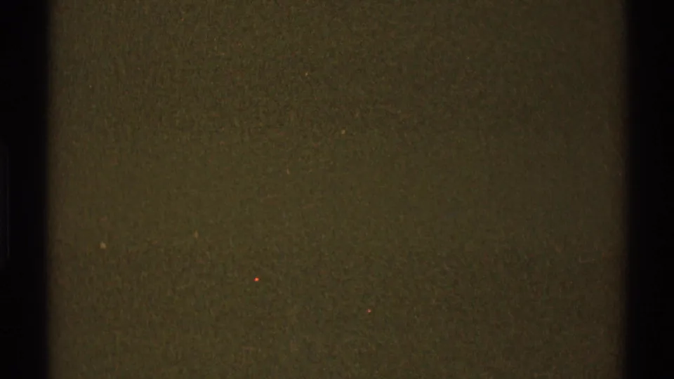Olive-green 8mm film texture with visible grain, scattered specks, and a dark frame boundary, supported by 1969 Los Angeles metadata.
