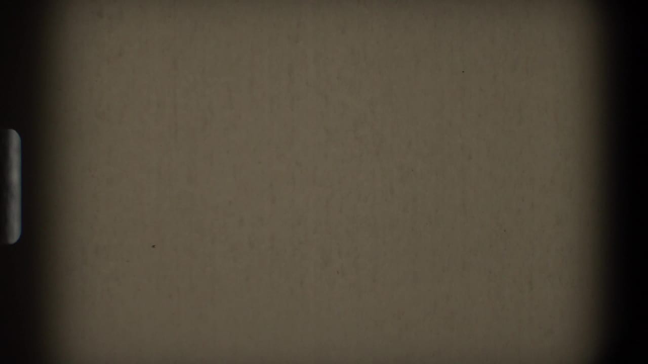 Blank film frame with dark side border, sprocket mark, dust, grain, and soft exposure.