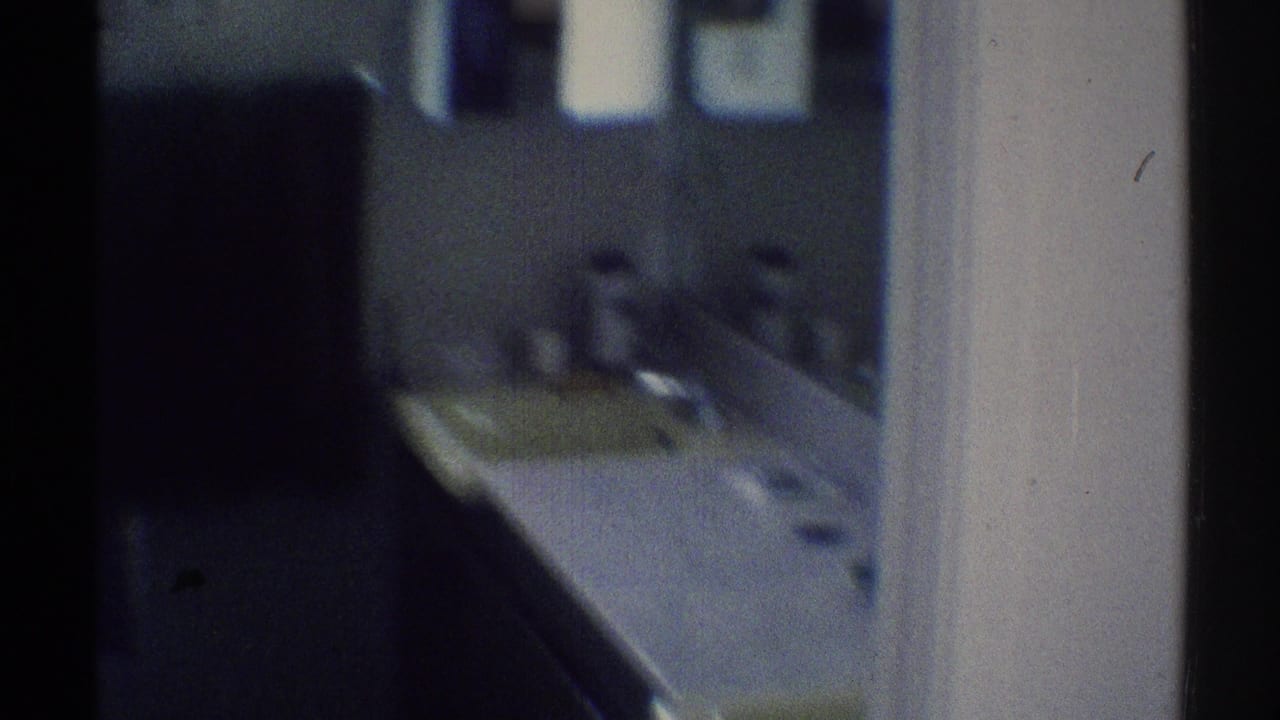 Dim bathroom vanity with double sinks and a wall mirror in soft focus.