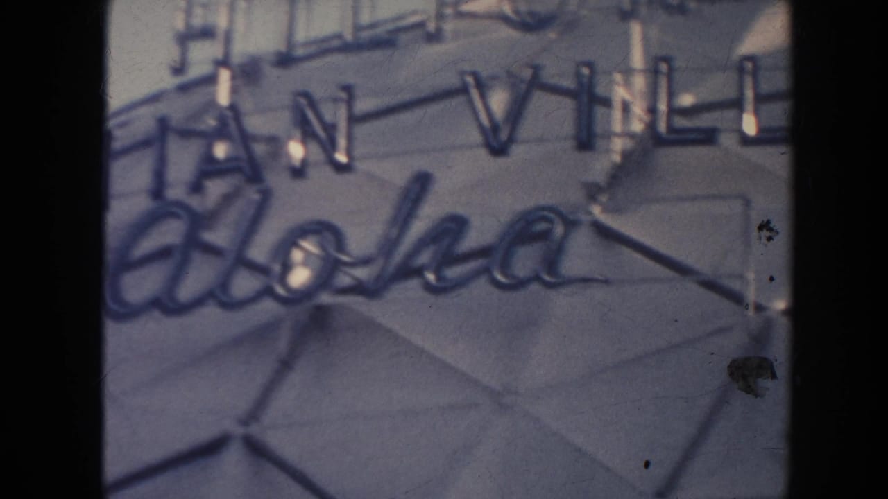 Soft close-up of Aloha lettering beneath partial Hawaiian Village sign letters.
