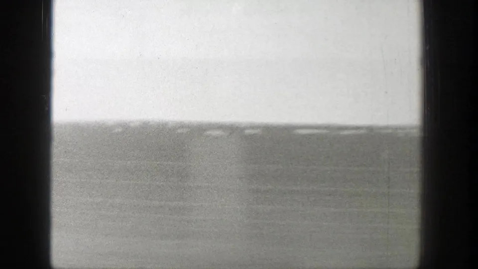 Open Wyoming terrain in soft focus, filmed from a moving vehicle on 8mm stock in 1939.