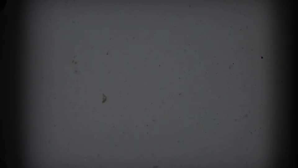 1962 Glendale 8mm frame of an abstract pale surface with scattered film debris, a small dark mark, and subdued exposure.
