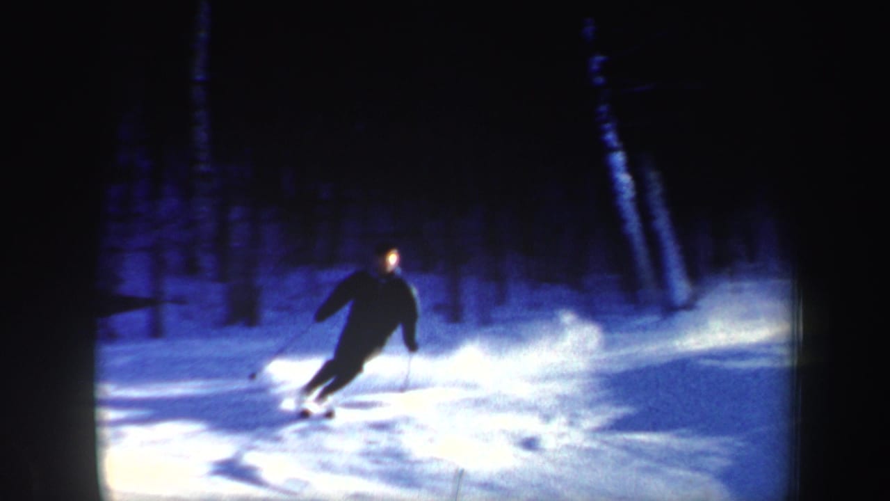 Skier in dark clothing descends a snowy wooded slope.