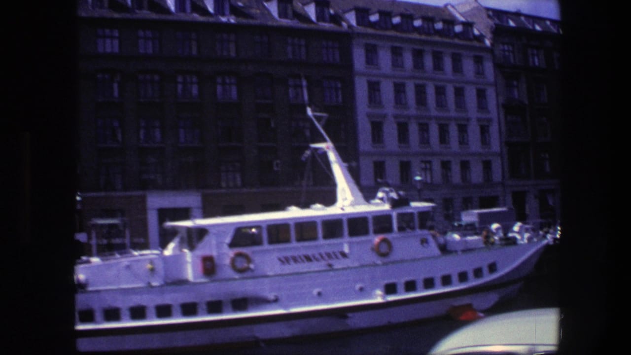 Passenger boat SPRINGEREN at the quay with parked cars and multi-story harbor buildings behind it.