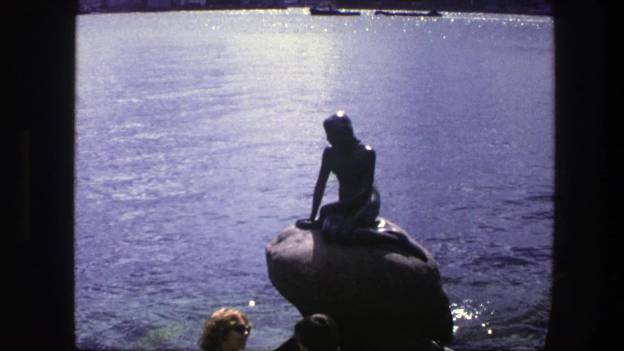 Silhouetted Little Mermaid statue above rippling water with partial visitors below.