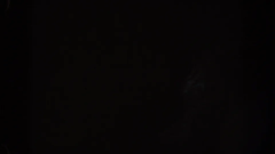 Dark Disneyland ride interior with only faint blue-lit forms visible against heavy shadow.