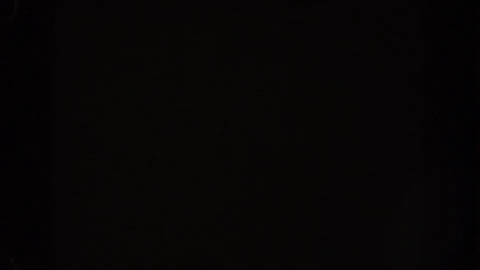 Low-light 8mm frame from the Disneyland interior, showing darkness, a faint vertical boundary, and little readable detail.