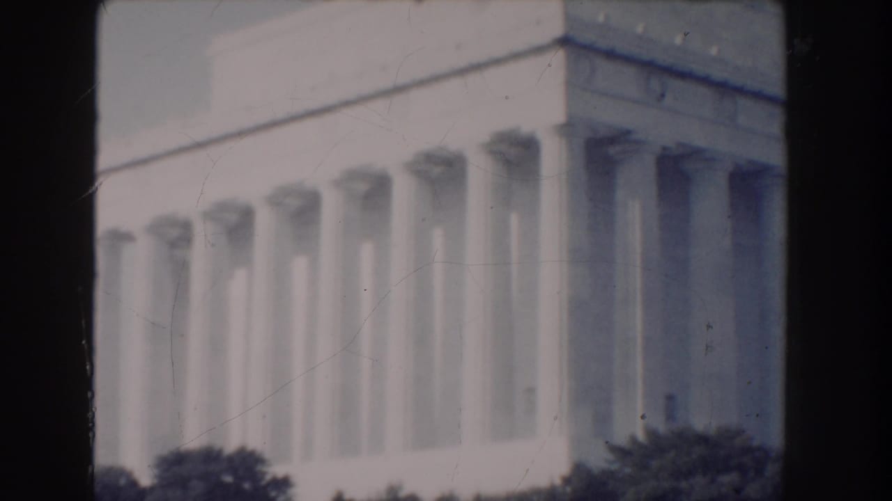 Closer angled view of the Lincoln Memorial columns.