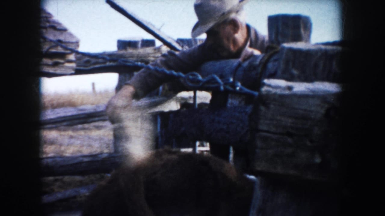 Hat-wearing farmer leaning over a wooden gate while handling the latch or rail.