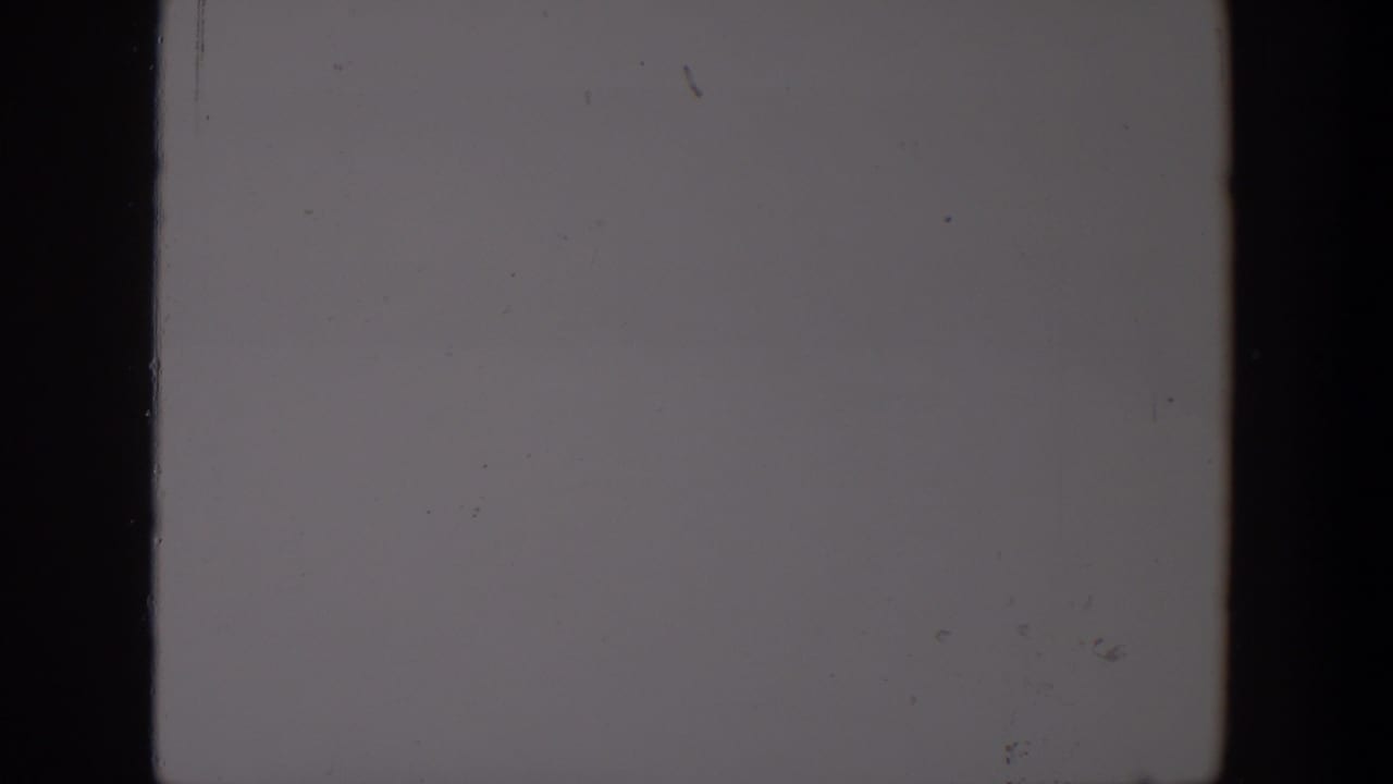 1957 Lubbock home-movie frame with faint garden grass and washed-out ground, heavily obscured by exposure loss and film wear.