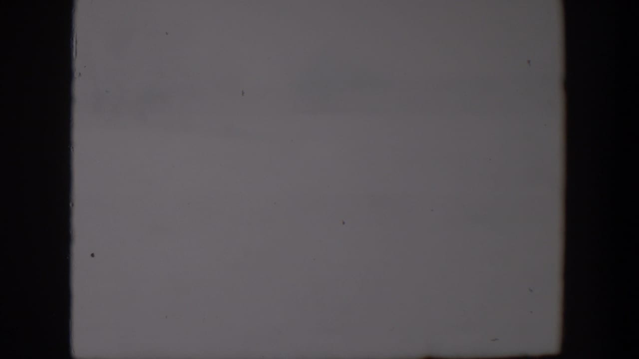 Gray overcast sky with faint film grain and dust specks.