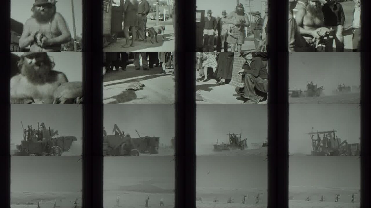 1939 California archival home movie collage showing representative scenes from this vintage stock footage collection