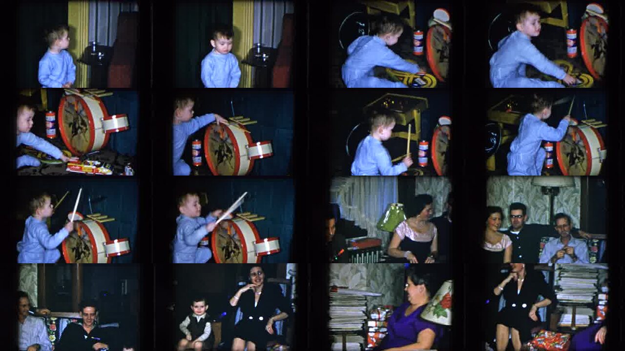 1951 Cleveland Ohio archival home movie collage showing representative scenes from this vintage stock footage collection