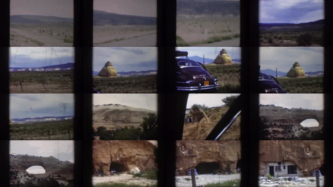 1951 Utah archival home movie collage showing representative scenes from this vintage stock footage collection