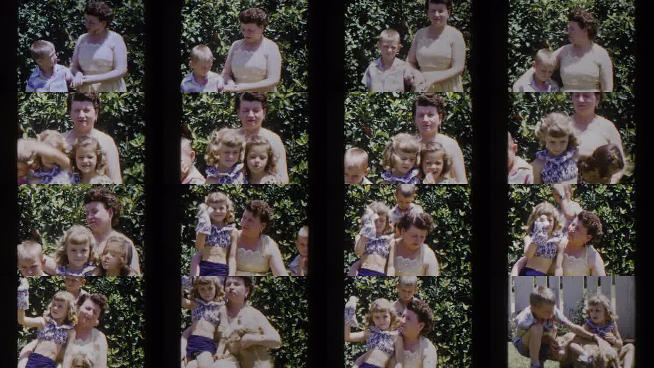 1953 Lubbock Texas archival home movie collage showing representative scenes from this vintage stock footage collection