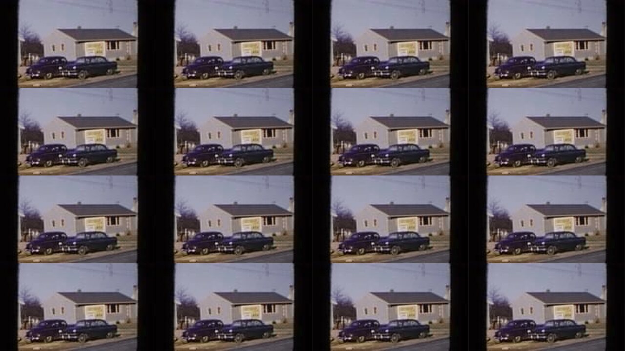 1954 Hicksville New York archival home movie collage showing representative scenes from this vintage stock footage collection