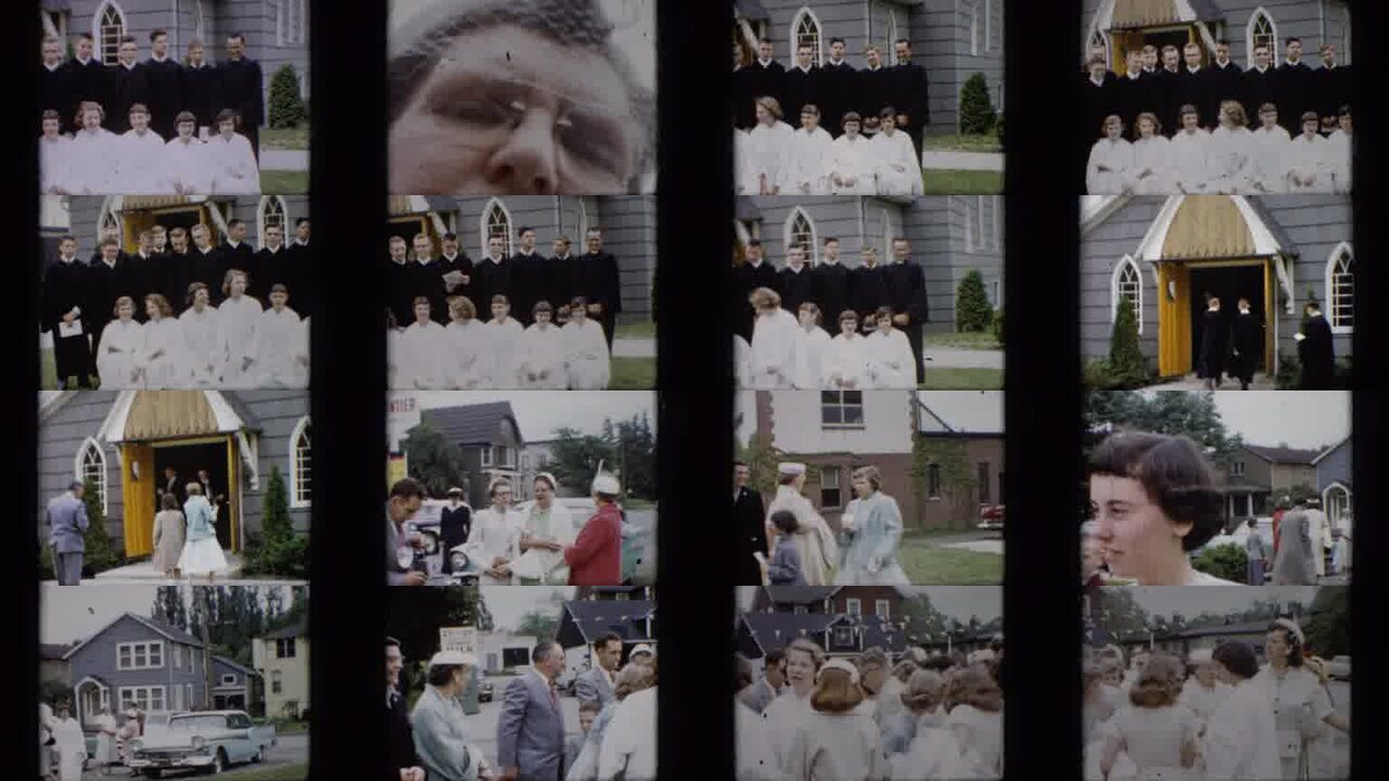1957 Pennsylvania archival home movie collage showing representative scenes from this vintage stock footage collection