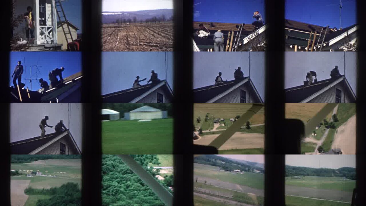 1958 Nebraska archival home movie collage showing representative scenes from this vintage stock footage collection