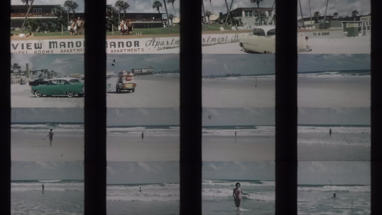 1958 New Orleans Louisiana archival home movie collage showing representative scenes from this vintage stock footage collection