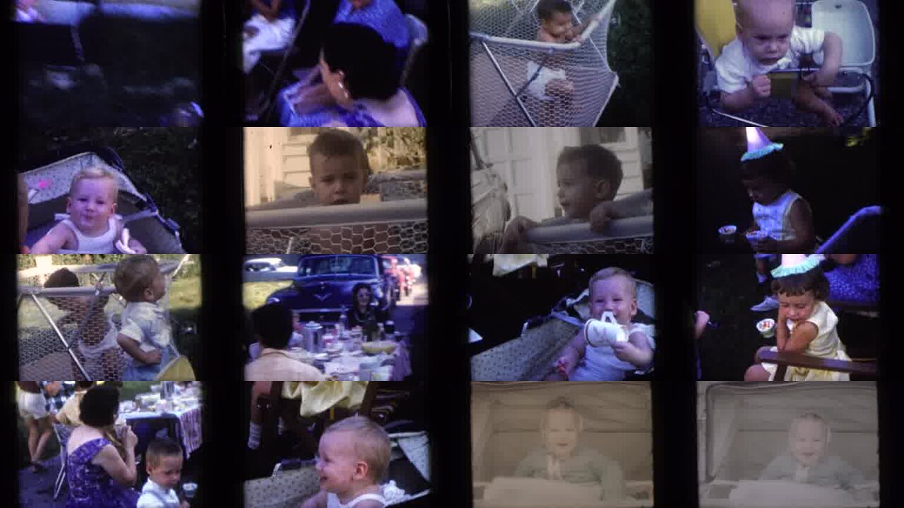 1960 Camden New Jersey archival home movie collage showing representative scenes from this vintage stock footage collection