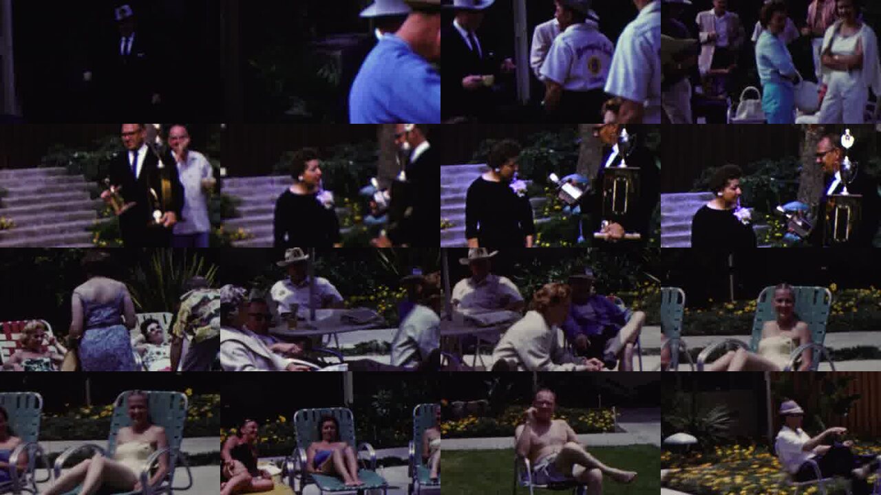 1961 California archival home movie collage showing representative scenes from this vintage stock footage collection