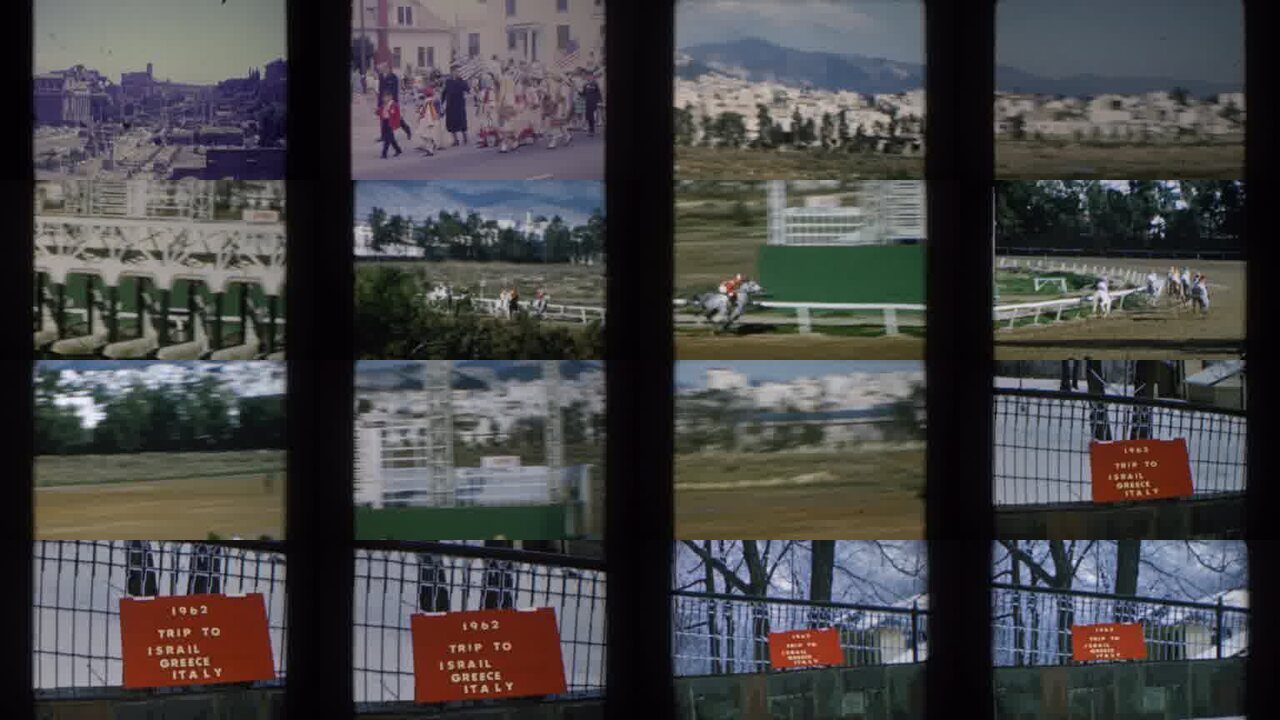 1962 Greece archival home movie collage showing representative scenes from this vintage stock footage collection