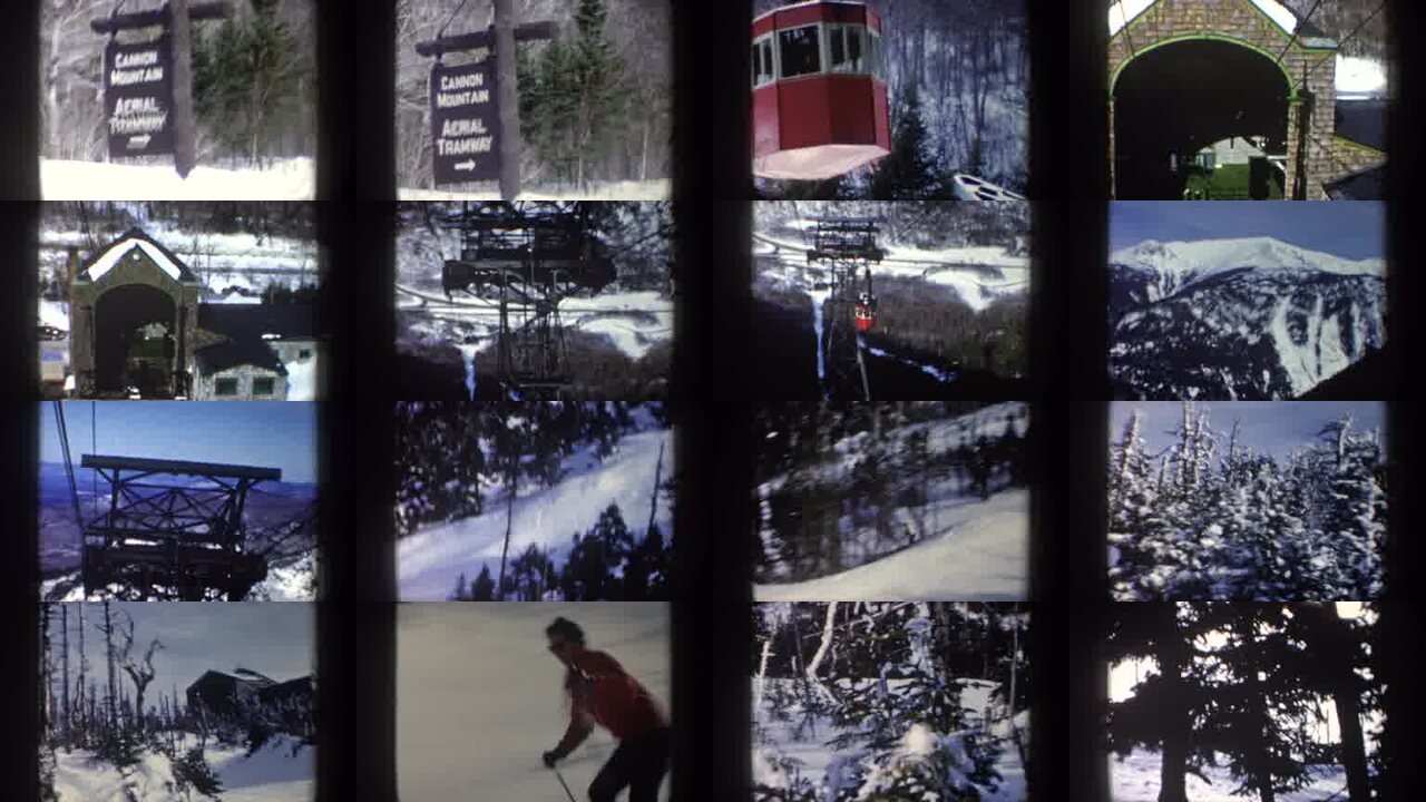 1962 New York archival home movie collage showing representative scenes from this vintage stock footage collection