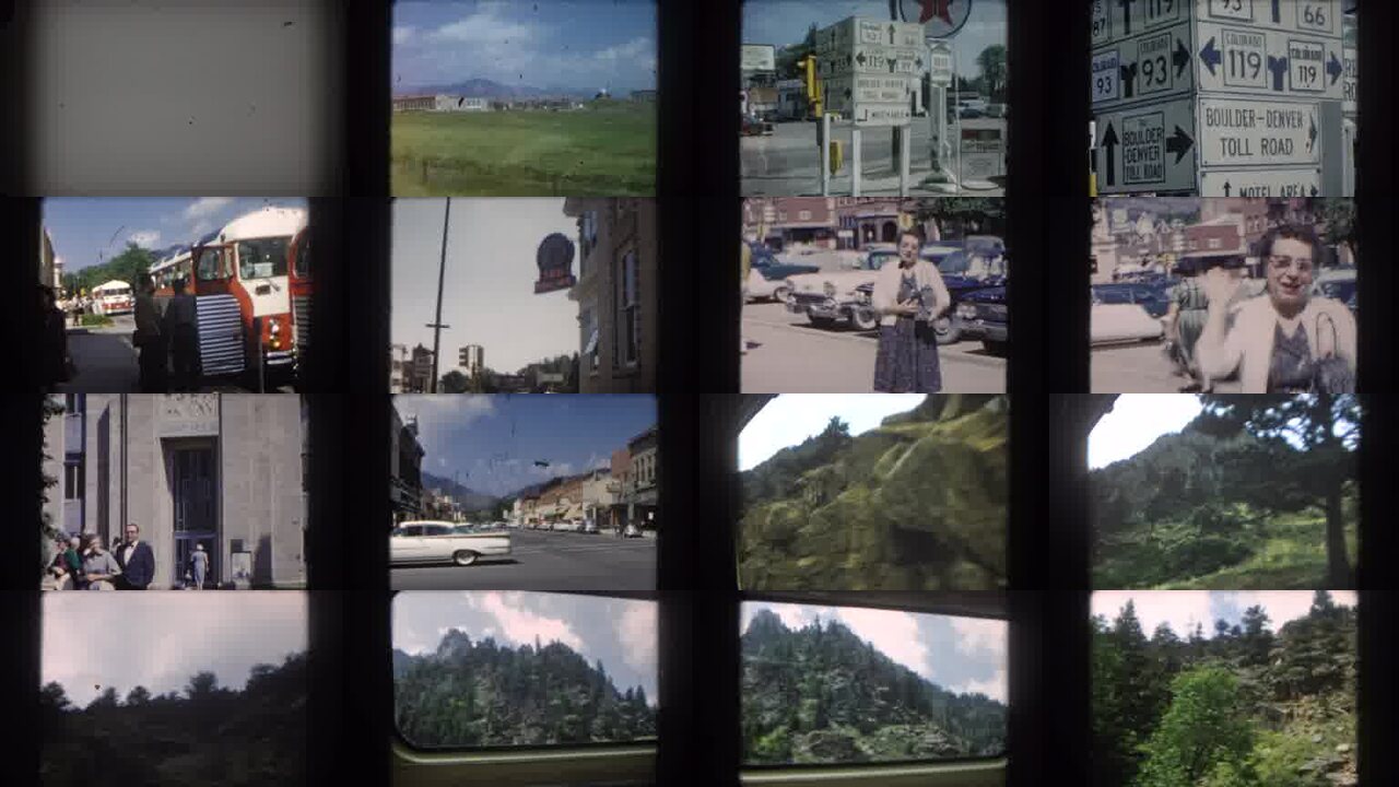 1962 Summit County Colorado archival home movie collage showing representative scenes from this vintage stock footage collection
