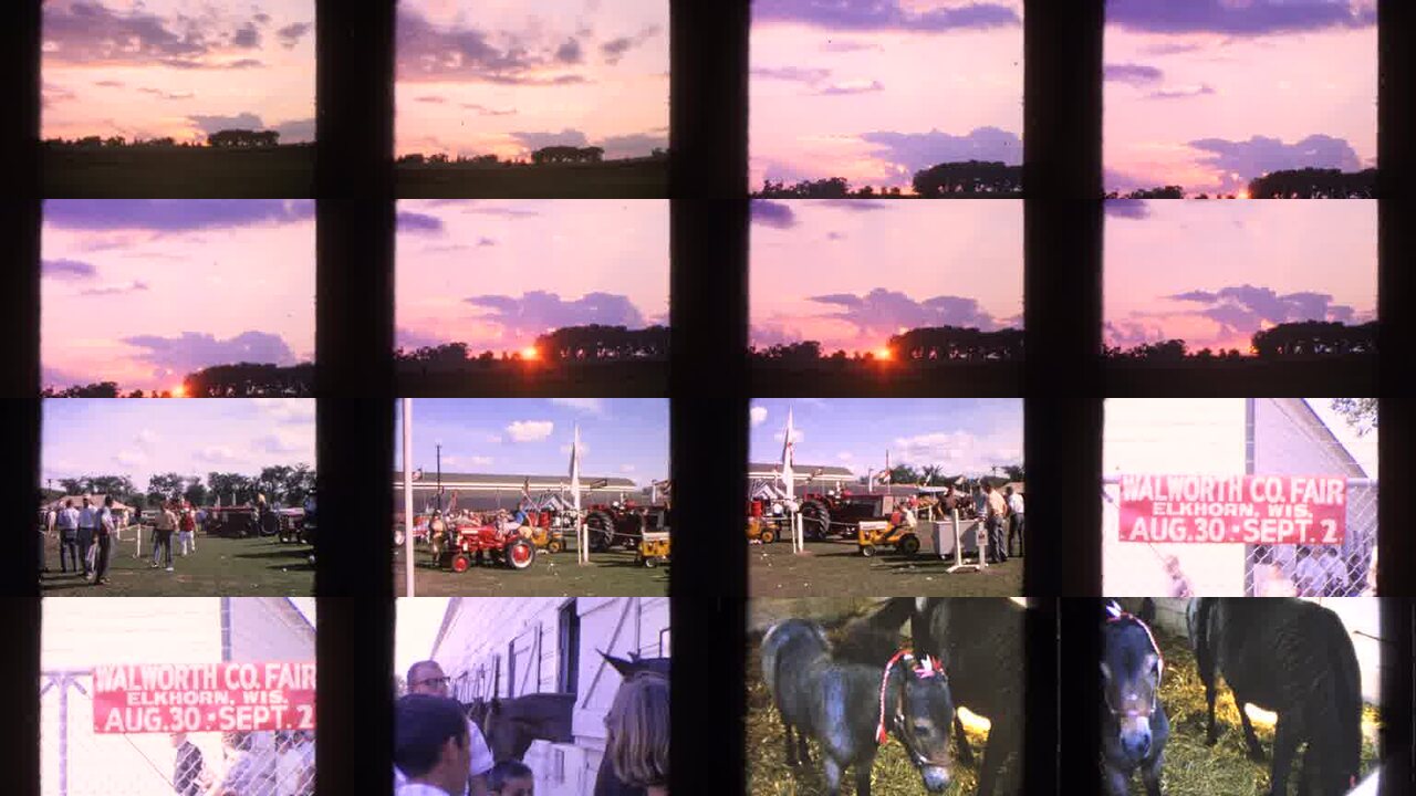 1963 Walworth Wisconsin archival home movie collage showing representative scenes from this vintage stock footage collection
