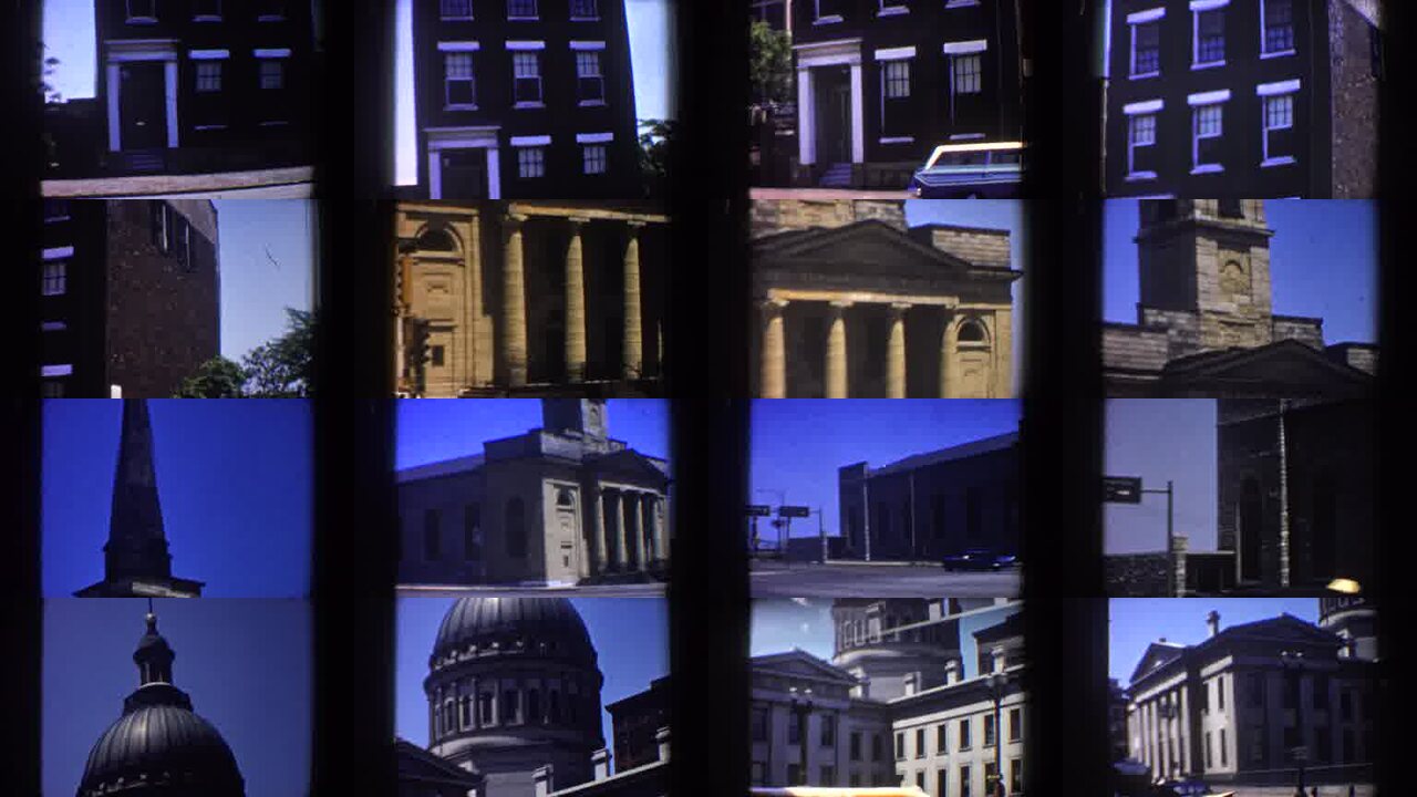 1964 Saint Louis Missouri archival home movie collage showing representative scenes from this vintage stock footage collection