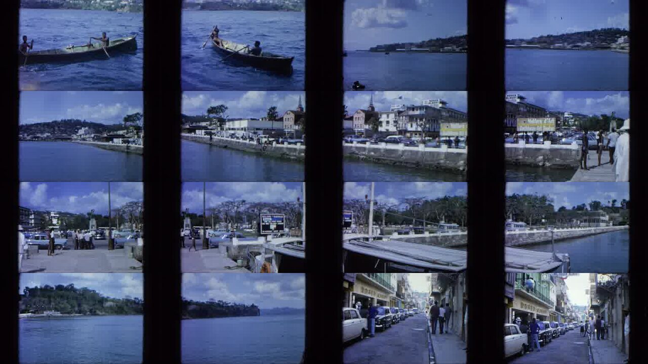 1964 Virgin Islands archival home movie collage showing representative scenes from this vintage stock footage collection