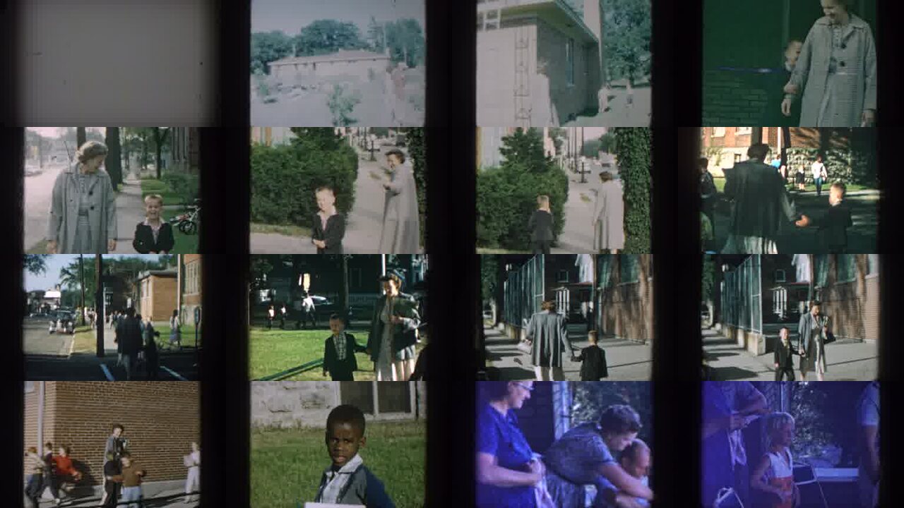 1964 Wisconsin archival home movie collage showing representative scenes from this vintage stock footage collection