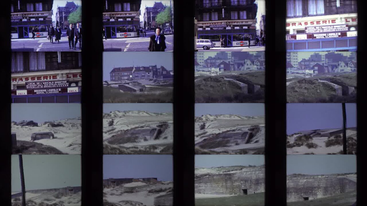 1967 Calais France archival home movie collage showing representative scenes from this vintage stock footage collection