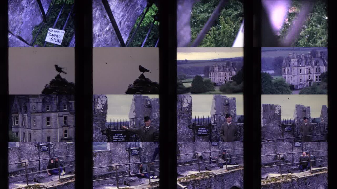 1969 Ireland archival home movie collage showing representative scenes from this vintage stock footage collection