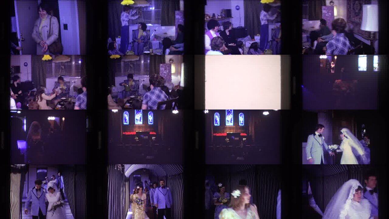 1974 Boston archival home movie collage showing representative scenes from this vintage stock footage collection