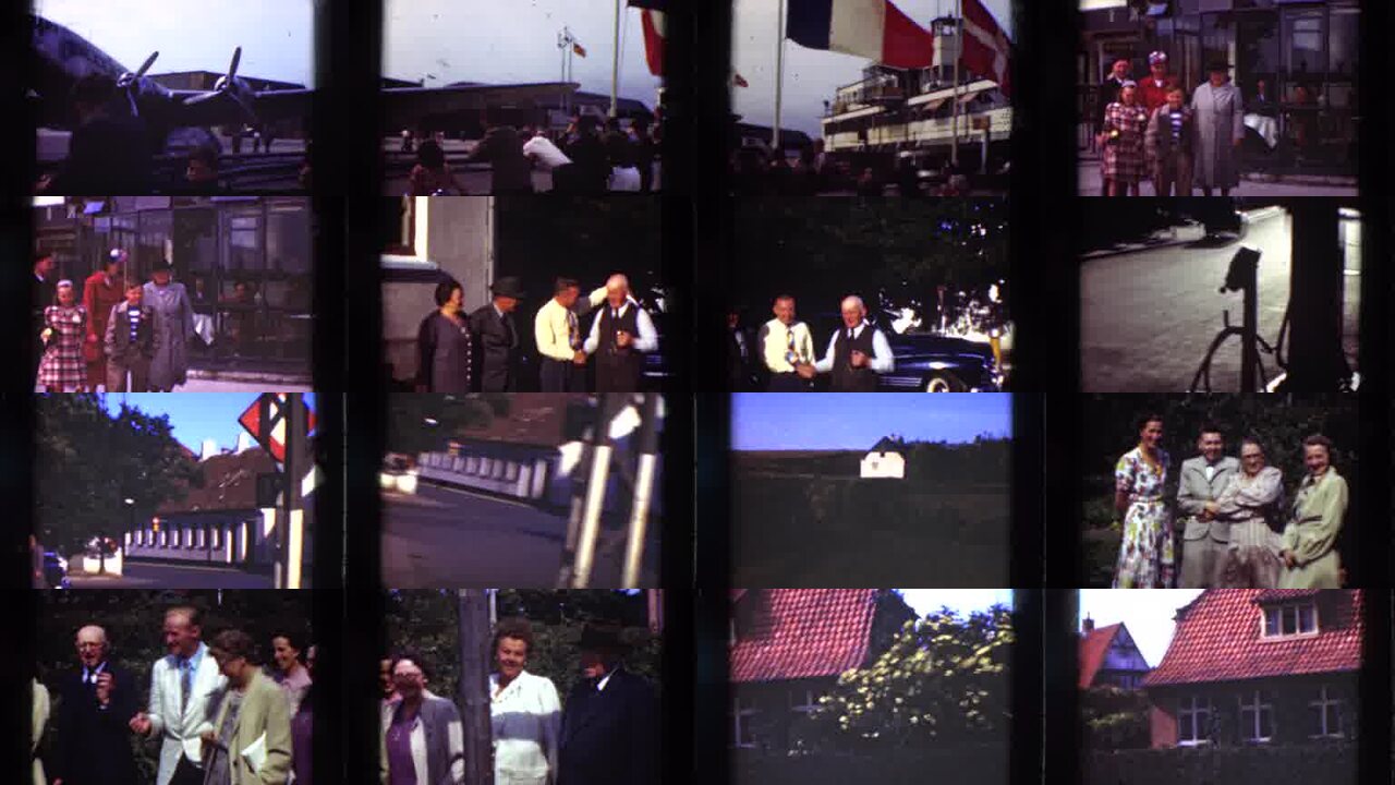 1975 Denmark archival home movie collage showing representative scenes from this vintage stock footage collection