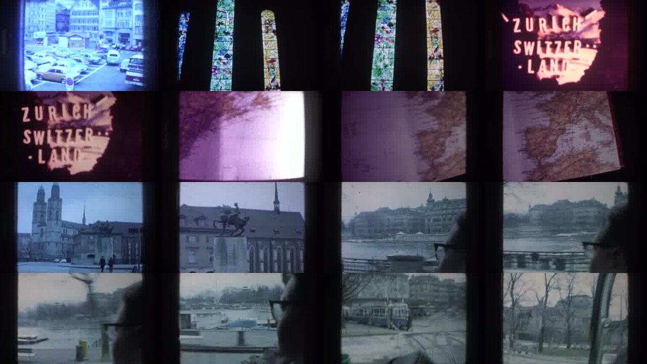 1976 Zurich Switzerland archival home movie collage showing representative scenes from this vintage stock footage collection